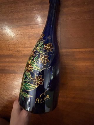 bottiglia in vetro con tappo dipinta a mano