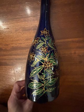 bottiglia in vetro con tappo dipinta a mano