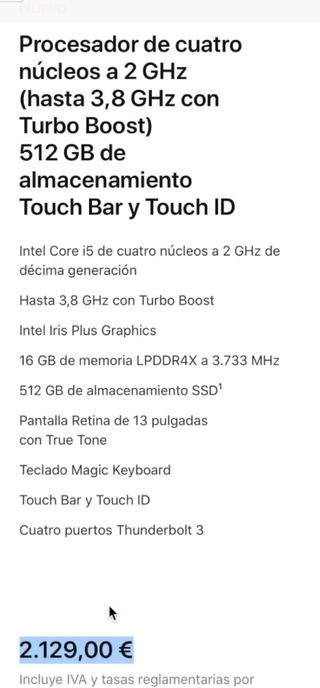MacBook Pro 13” 2020 - 16 GB RAM - 512 SSD