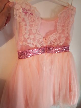 Vestido rosa niña encaje