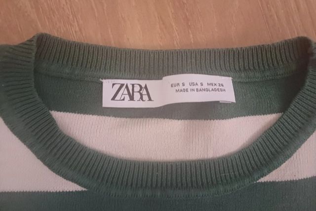 Suéter niña Zara rayas verde y blanco