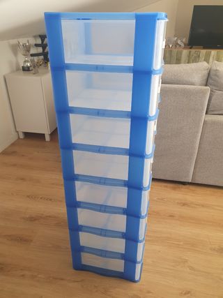 8 cajones Plástico Apilable Azul Transparente