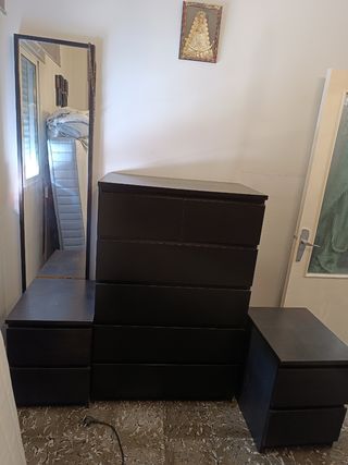 Cajonera, Mesitas de noche y espejo