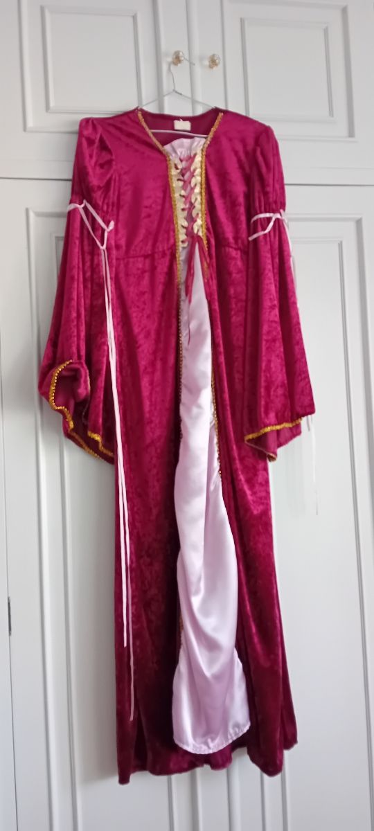 Vestido medieval rosa y morado talla única.
