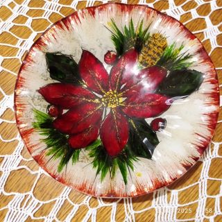 Piatto decorativo natalizio con stella di Natale