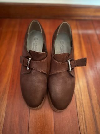 Botines tacón goma mujer marrones
