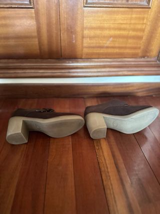 Botines tacón goma mujer marrones