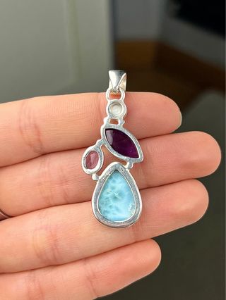 Colgante Larimar Amatista Perla Plata 925