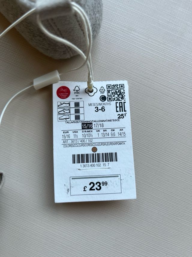 Patucos bebé Zara Home, de 3-6 meses, SIN ESTRENAR
