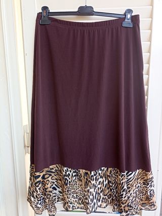 Gonna marrone con stampa animalier