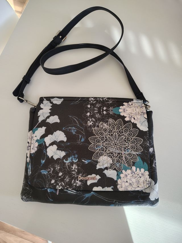 Borsa tracolla Desigual floreale nera
