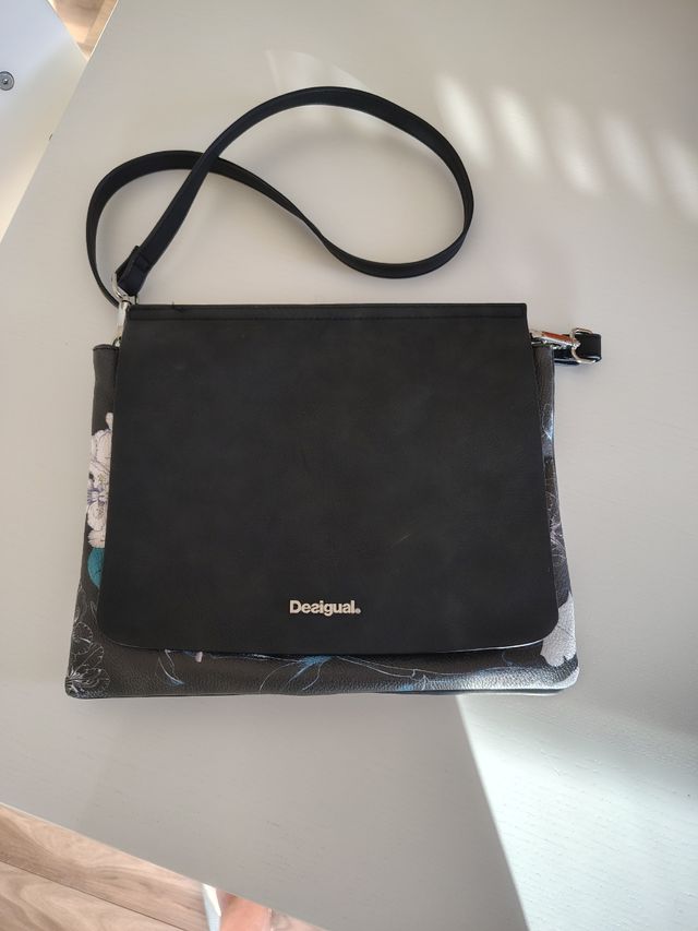 Borsa tracolla Desigual floreale nera