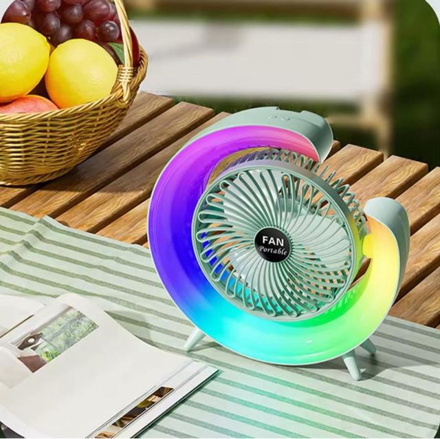 Ventilador Portátil Mesa Luz LED