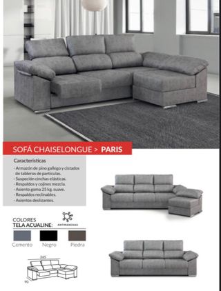 Sofá chaise longue gris