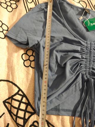 Camiseta SHEIN fruncida azul talla XS