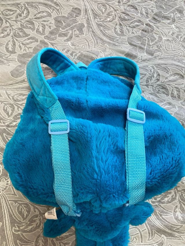 Mochila infantil peluche azul y amarillo