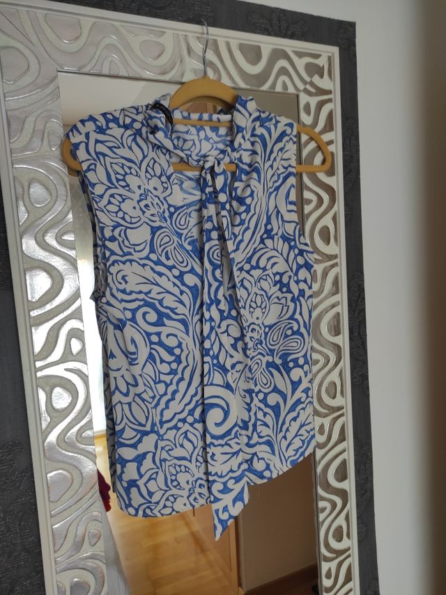 Blusa stampata blu Zara