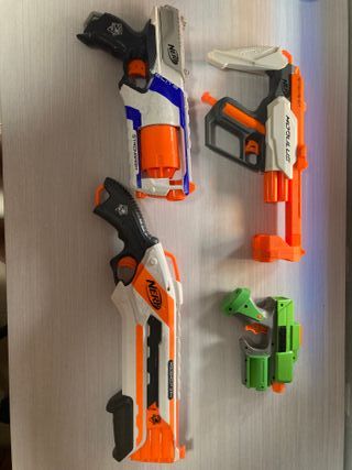 Lote 4 Pistolas Nerf Modulus, Strongarm, Roughcut