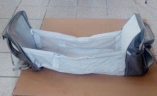 Mochila Pañalera Cuna Portátil Gris