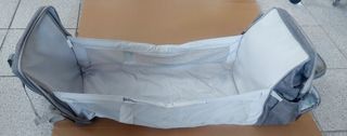 Mochila Pañalera Cuna Portátil Gris