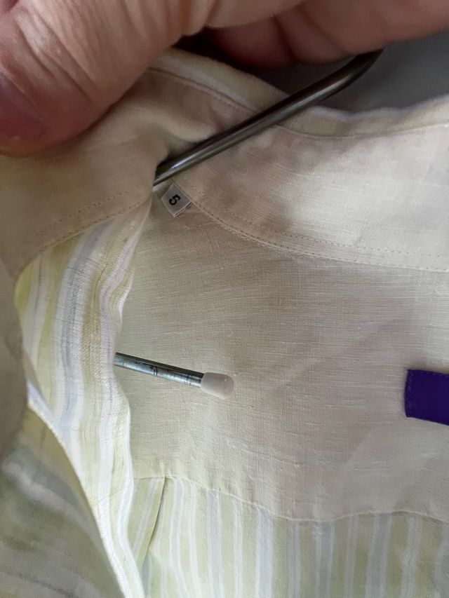 Camisa Lino Manga Corta Rayas