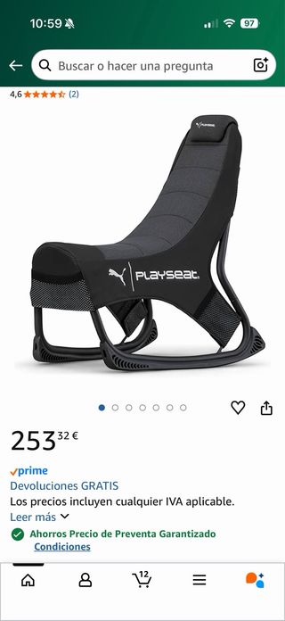 Silla Gaming Playseat Puma Negra