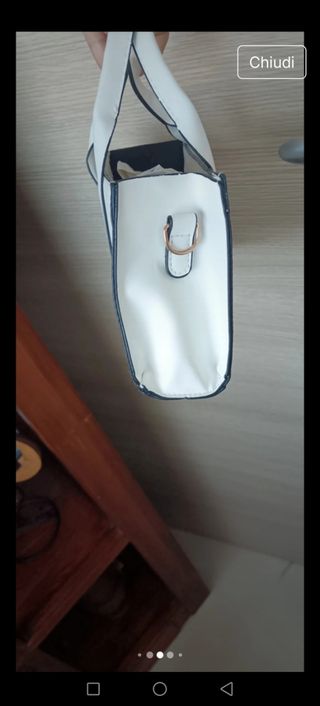 Borsa tote bianca con scritta nera