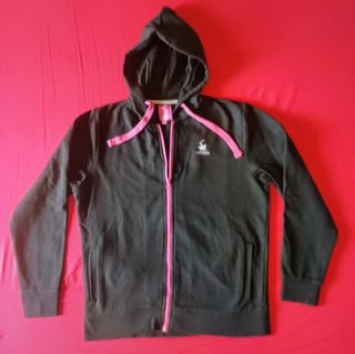 Sudadera Mujer Talla S Negra con Detalles Rosa