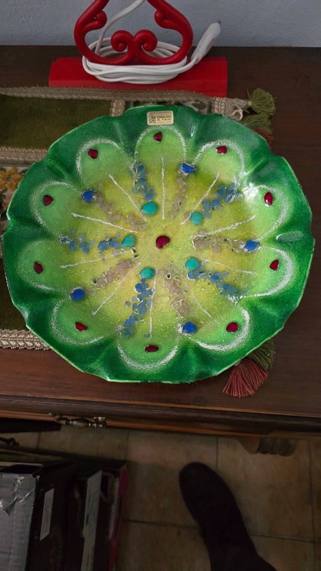 Plato Vintage Esmaltado al Fuego diseño kitch