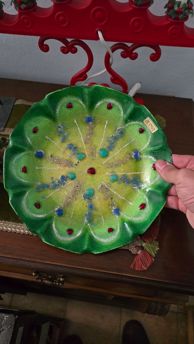 Plato Vintage Esmaltado al Fuego diseño kitch