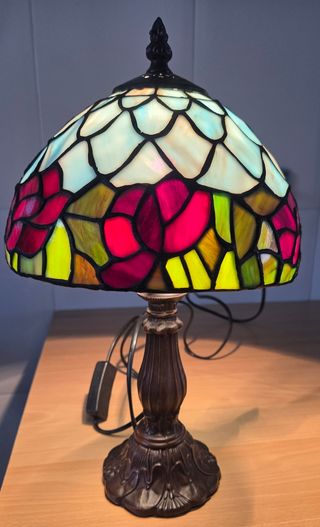 Lámpara Tiffany Cristal Azul, Rojo y Verde