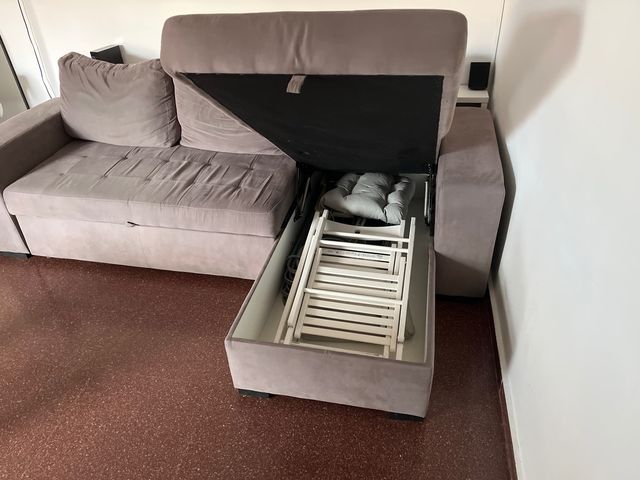 Sofá Cama Chaise Longue Gris