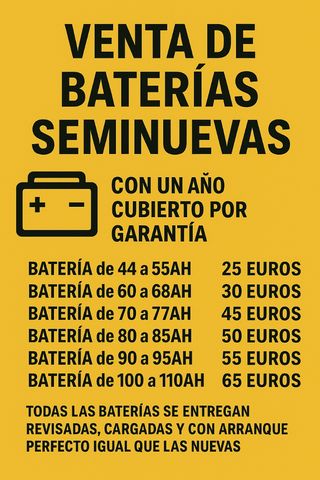 VENTA DE BATERÍAS PARA TODA CLASE DE VEHÍCULOS 