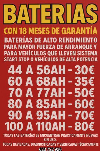 VENTA DE BATERÍAS PARA TODA CLASE DE VEHÍCULOS 