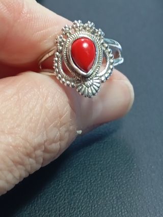 Anillo Plata Ley Corazón Rojo
