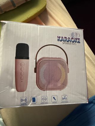 Karaoke con 2 micrófonos rosa