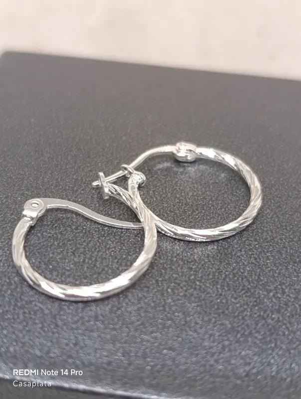 Pendientes pequeños aro trenzado plata S925 CH165