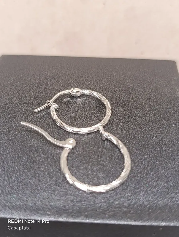 Pendientes pequeños aro trenzado plata S925 CH165