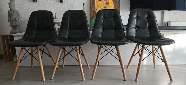 Juego de 4 Sillas Comedor Negras