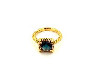 Anillo Turquesa y Diamantes Oro