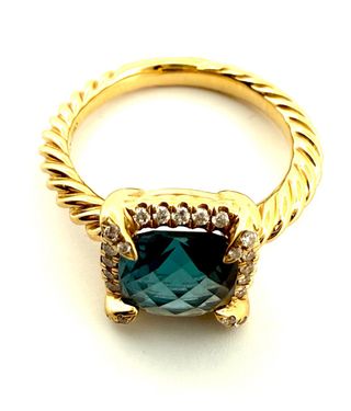 Anillo Turquesa y Diamantes Oro