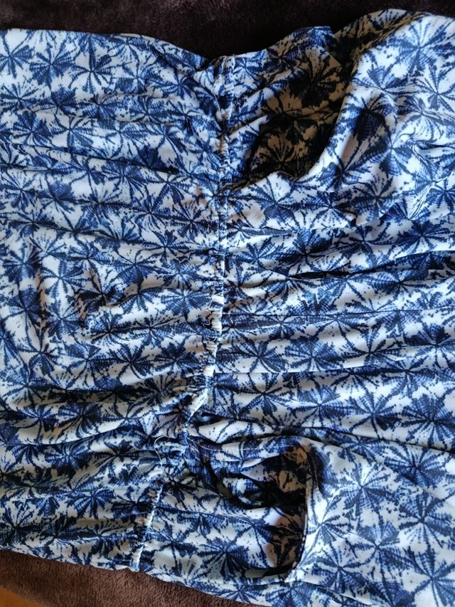 Mono de señora estampado azul y blanco