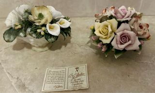 2 Cestini Fiori Porcellana Capodimonte