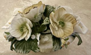 2 Cestini Fiori Porcellana Capodimonte
