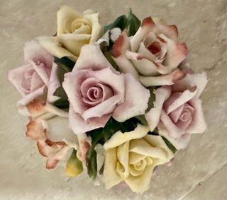 2 Cestini Fiori Porcellana Capodimonte