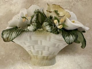 2 Cestini Fiori Porcellana Capodimonte