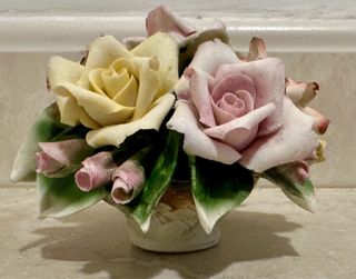 2 Cestini Fiori Porcellana Capodimonte