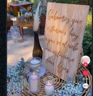 Tabla de madera para bodas con mensaje