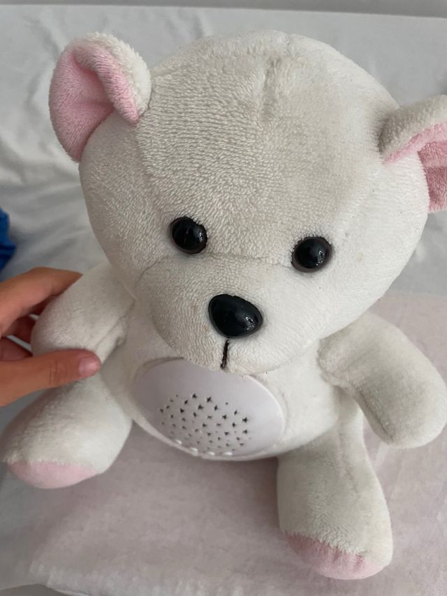 Peluche Oso Blanco con Música y Luz