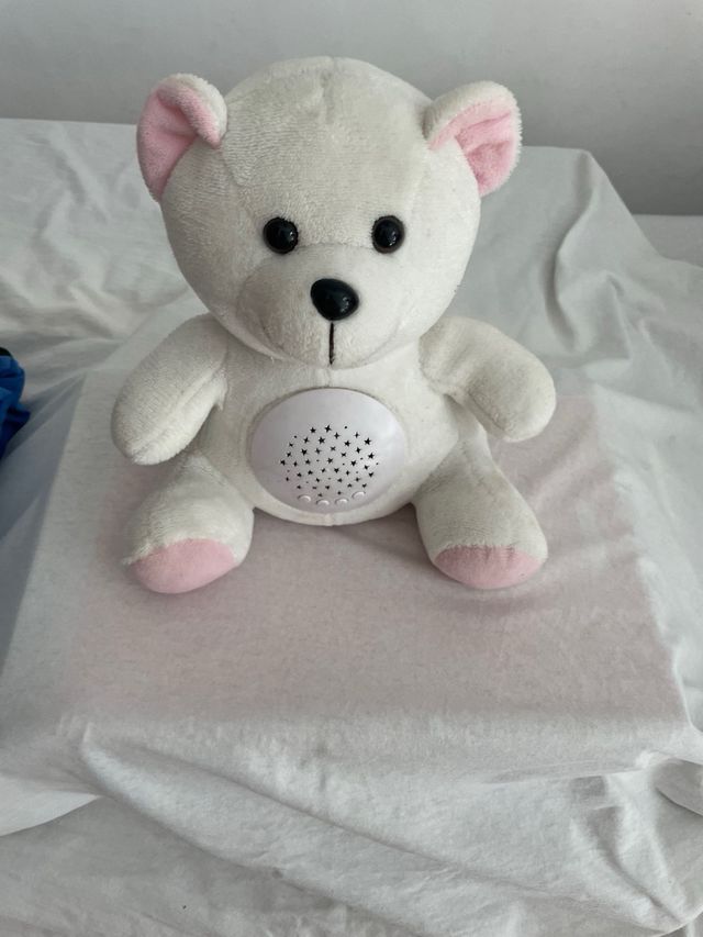 Peluche Oso Blanco con Música y Luz